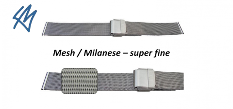 Mesh / Milanese SUPER FINE 22mm s pojistkou dvoudílný