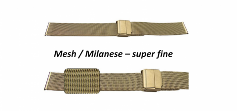 Mesh / Milanese SUPER FINE zlacený 18mm s pojistkou dvoudílný