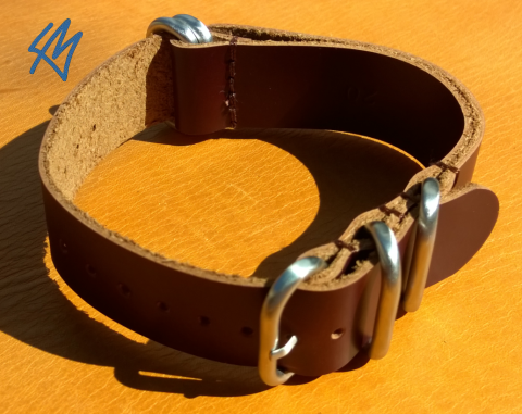 ZULU strap - kožený / HNĚDÝ 22 mm