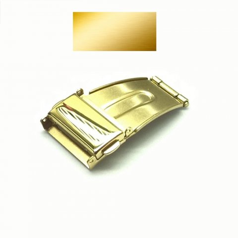 KRÁTKÁ skládací spona s dvěma tlačítky ŽLUTÁ gold / š. 10 mm