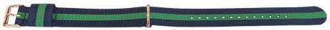 Warwick - modrá,zelená + růžově zlacené přezky Nato strap / š. 18 mm