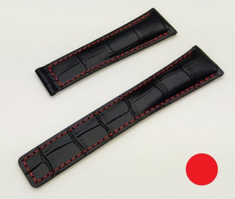 ESPECIAL Croco / černá + červené prošití š. 22 x 18 mm