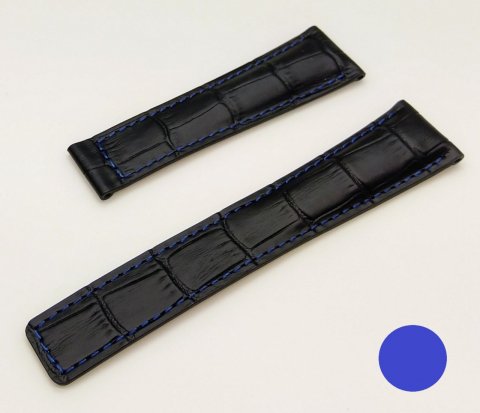 ESPECIAL Croco / černá + modré prošití š. 22 x 18 mm