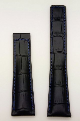 ESPECIAL Croco / černá + modré prošití š. 22 x 18 mm