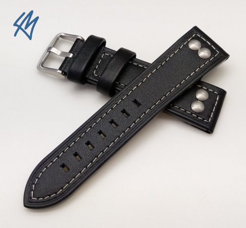 NAVIGATOR PREMIUM černá s nýty / š. 24 (22) mm