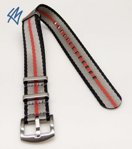 Nato heavy / černá, šedá, červená / š. 22 mm