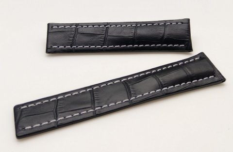 ESPECIAL PREMIUM Croco / černá + bílé prošití š. 22 x 20 mm