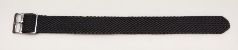 Perlon - hrubší tkanina / š. 20 mm / černá + BÍLÁ PŘEZKA / Francie