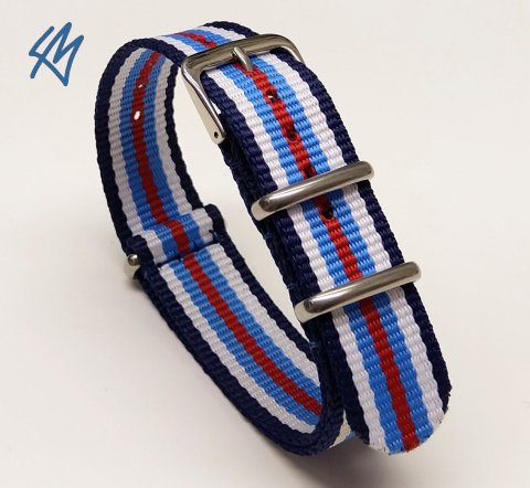 Nato strap DONAU modrá, bílá, červená / š. 18 mm