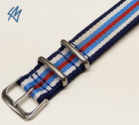 Nato strap DONAU modrá, bílá, červená / š. 18 mm