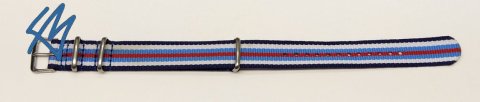 Nato strap DONAU modrá, bílá, červená / š. 18 mm
