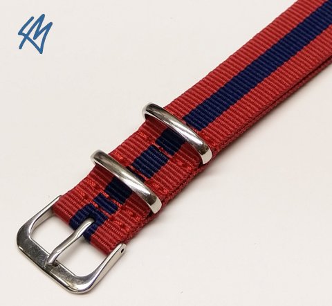 Nato strap DONAU červená, modrá / š. 18 mm