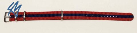 Nato strap DONAU červená, modrá / š. 18 mm