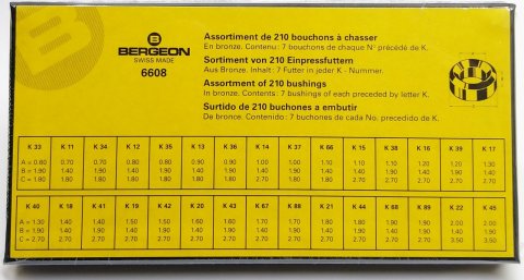Bronzová ložiska BERGEON 6608 - sada 210ks