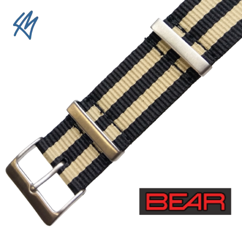 4 Ring nato strap černá, béžová / š. 20 mm / BEAR