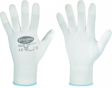 YUMEN 0700 bílé pracovní rukavice / velikost 8 (hnědý lem)