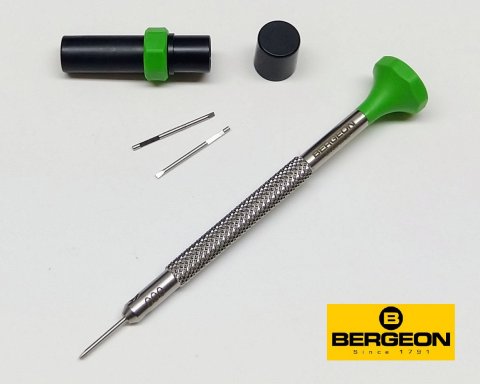 Bergeon 30081-AT ø 0,90mm ZELENÁ / nerezový hodinářský šroubovák / Swiss made
