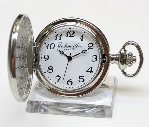 Kapesní hodinky Eichmüller / stříbrná matná + řetízek ( sada E1005)