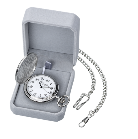 Kapesní hodinky Eichmüller / stříbrná matná + řetízek ( sada E1005)