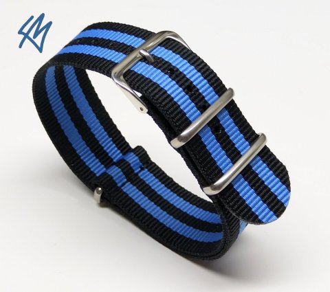 Nato strap DONAU černá, modrá / š. 24 mmNato strap DONAU černá, modrá / š. 24 mm