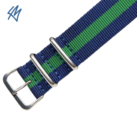 Nato strap DONAU modrá, zelená / š. 24 mm