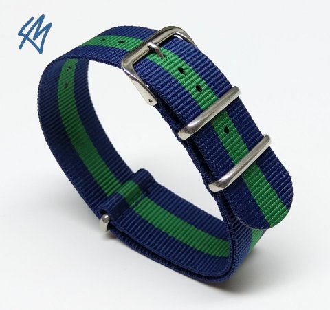 Nato strap DONAU modrá, zelená / š. 24 mm