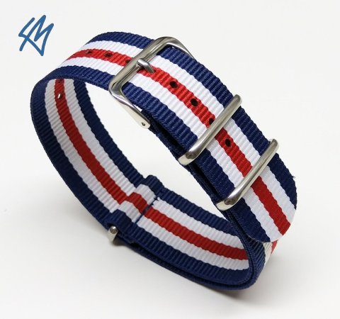 Nato strap DONAU modrá, bílá, červená / š. 24 mm