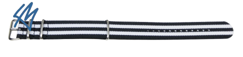 Nato strap DONAU černá, bílá / š. 24 mm