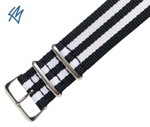 Nato strap DONAU černá, bílá / š. 24 mm