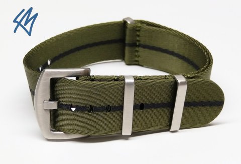 Nato heavy / olivová, černý proužek / š. 20 mm