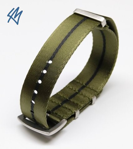 Nato heavy / olivová, černý proužek / š. 20 mm