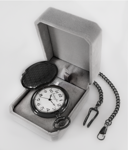 Kapesní hodinky Eichmüller / černá + řetízek (sada E1126)