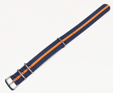 CANOE nato strap / modrá, oranžová / š. 20 mm