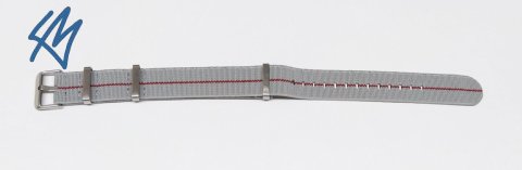 ELASTIC Nato / šedá, červený proužek / š. 22 mm