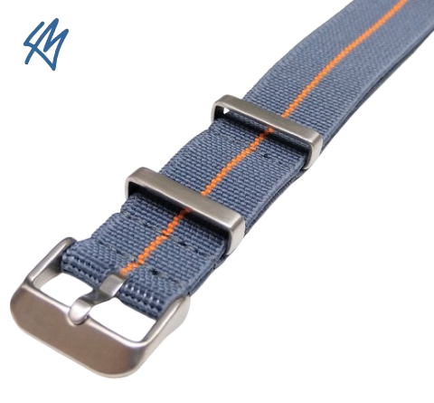 ELASTIC Nato / šedá, oranžový proužek / š. 22 mm