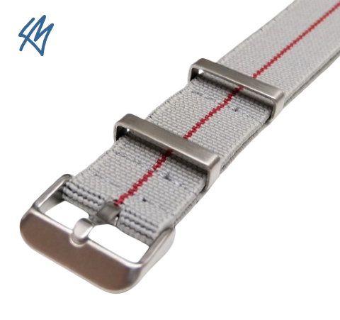 ELASTIC Nato / šedá, červený proužek / š. 22 mm