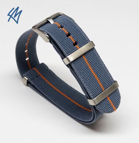 ELASTIC Nato / šedá, oranžový proužek / š. 22 mm