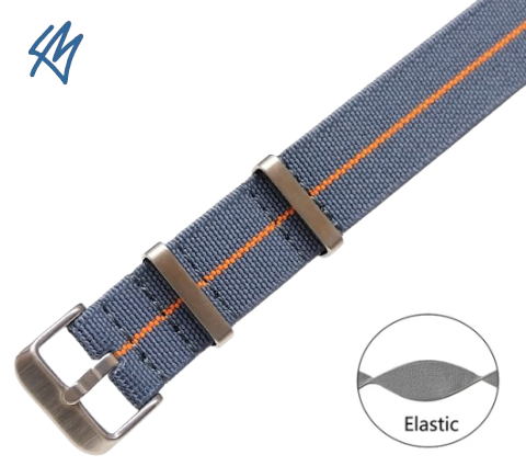 ELASTIC Nato / šedá, oranžový proužek / š. 22 mm