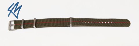 ELASTIC Nato / zelená, červený proužek / š. 22 mm
