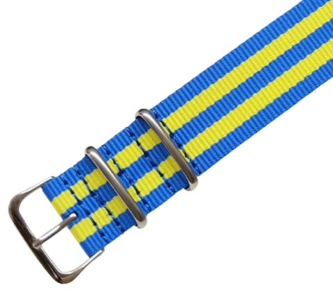 CANOE nato strap / modrá, žlutá / š. 22 mm