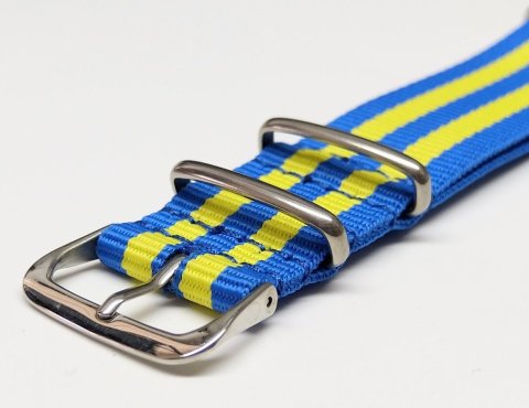 CANOE nato strap / modrá, žlutá / š. 22 mm