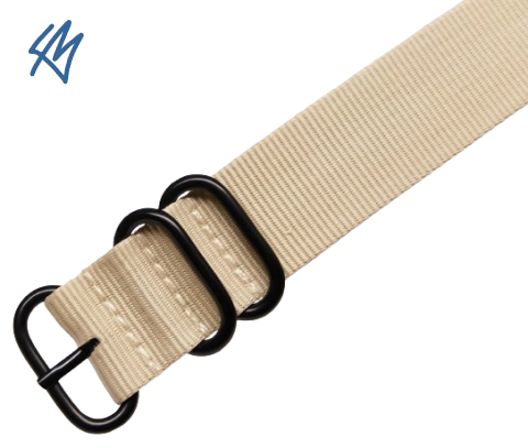 BÉŽOVÁ Nato ZULU + PVD černé přezky / 5R strap / š. 24 mm