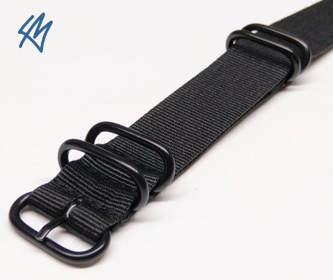 ČERNÁ Nato ZULU + PVD černé přezky / 5R strap / š. 24 mm