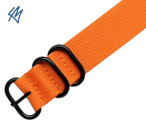 ORANŽOVÁ Nato ZULU + PVD černé přezky / 5R strap / š. 22 mm