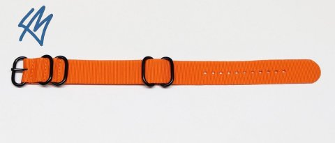 ORANŽOVÁ Nato ZULU + PVD černé přezky / 5R strap / š. 22 mm