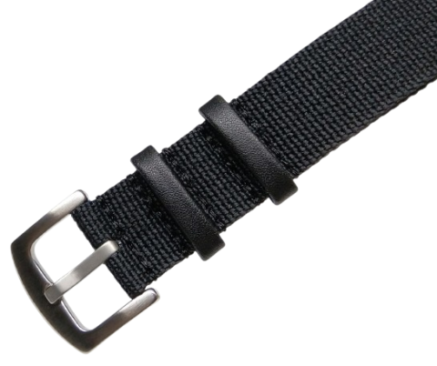 SCOUT nato nylon s kůží / černá / š. 20 mm