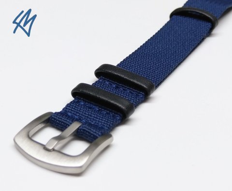 SCOUT nato nylon s kůží / modrá / š. 20 mm