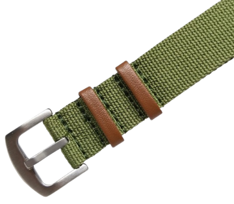 SCOUT nato nylon s kůží / zelená / š. 22 mm