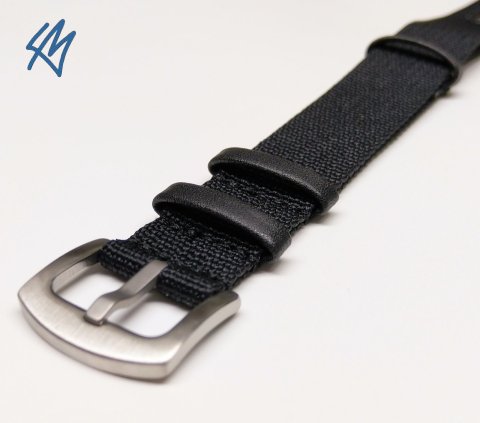 SCOUT nato nylon s kůží / černá / š. 20 mm