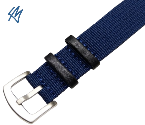 SCOUT nato nylon s kůží / modrá / š. 20 mm